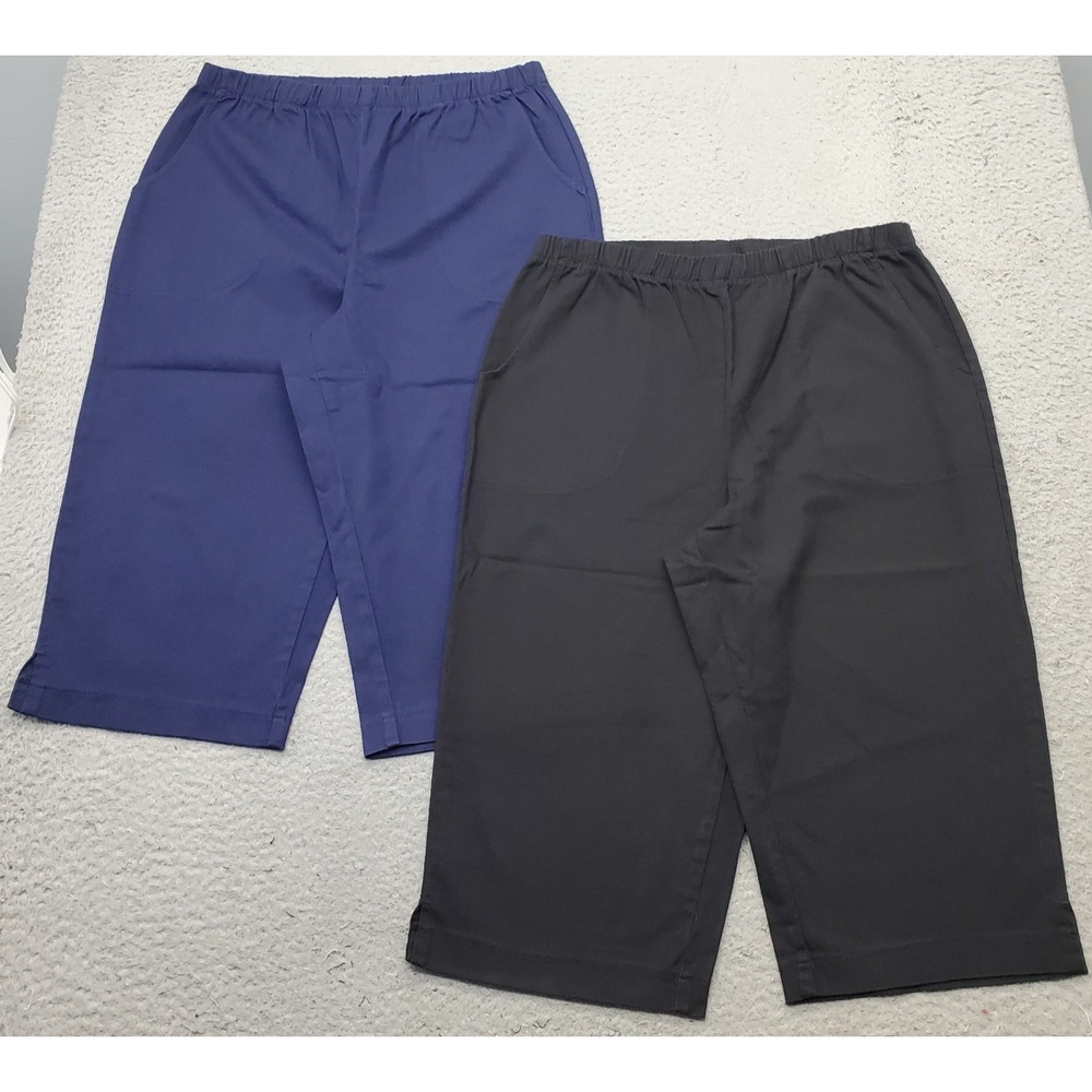 Bundle Of 2 Denim & Co. Capri Pants Womens M Multi Stretch Elastic Waistband